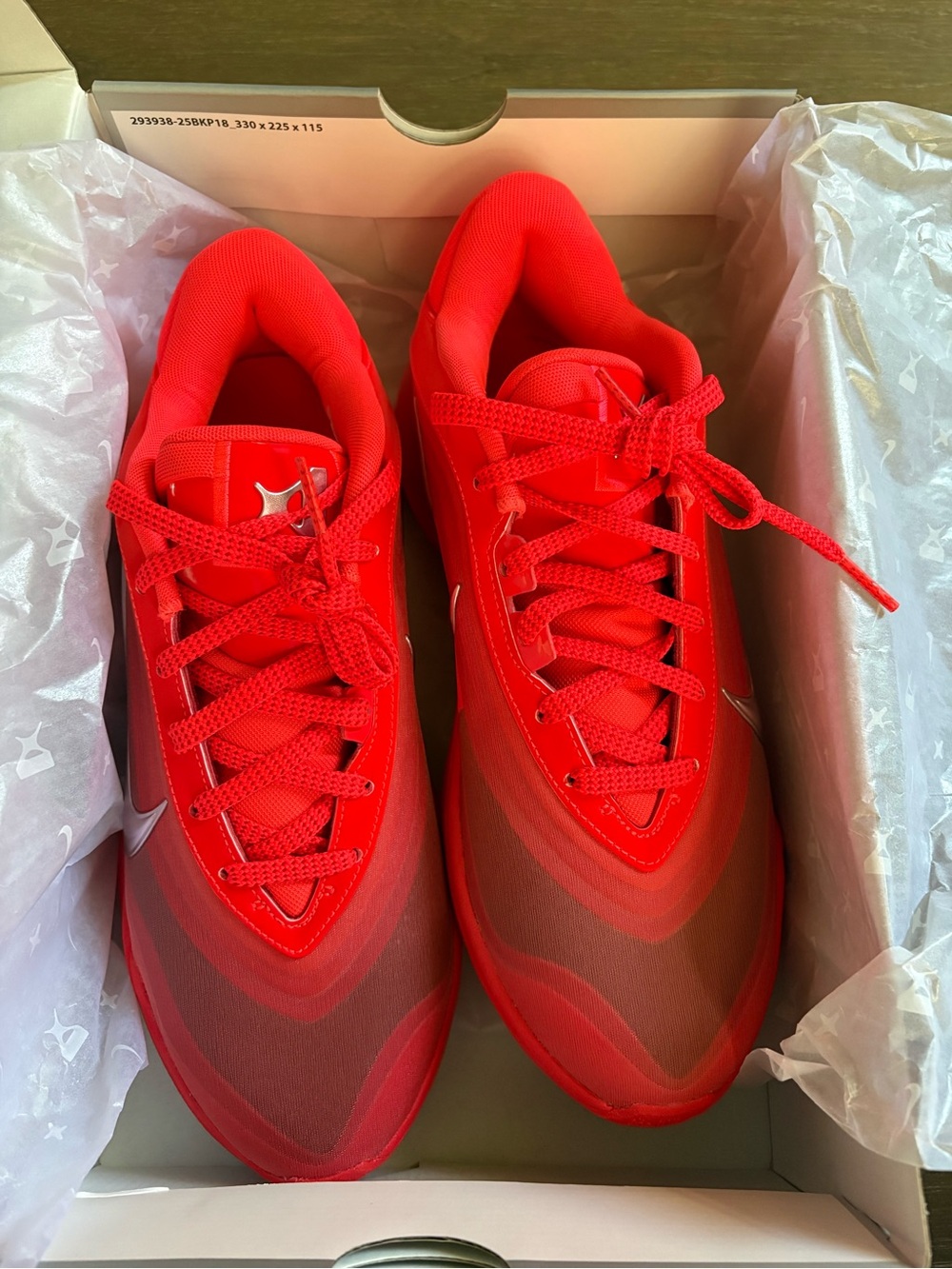 Nike Red Sneakers with Metallic Swoosh - Picture 2 of 6